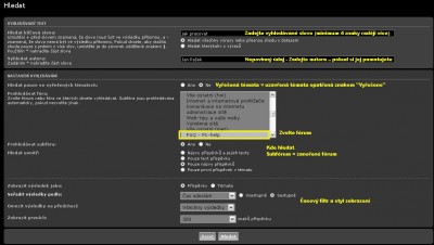 Vyplňte alespoň klíčové slovo a klikněte na "Hledat"