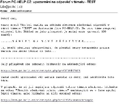 nová podoba oznámení o vložení odpovědi