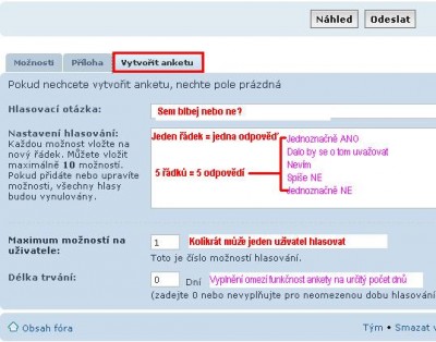 Dialog pro založení ankety - pro zvětšení klikni