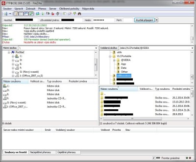 Ukázka funkčního FTP přes WAN port