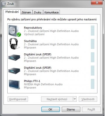 Nastavení zařízení pro přehrávání