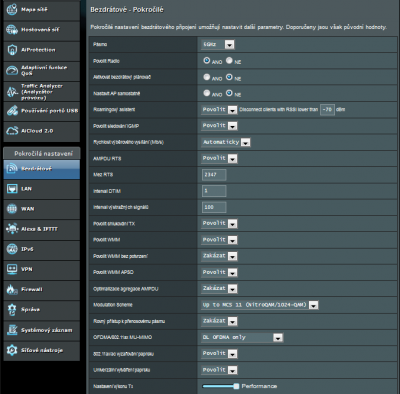 Pokročilé nastavení WiFi
