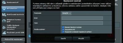 AiProtection - výstrahy na e-mail