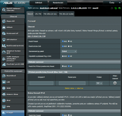 Nastavení firewallu